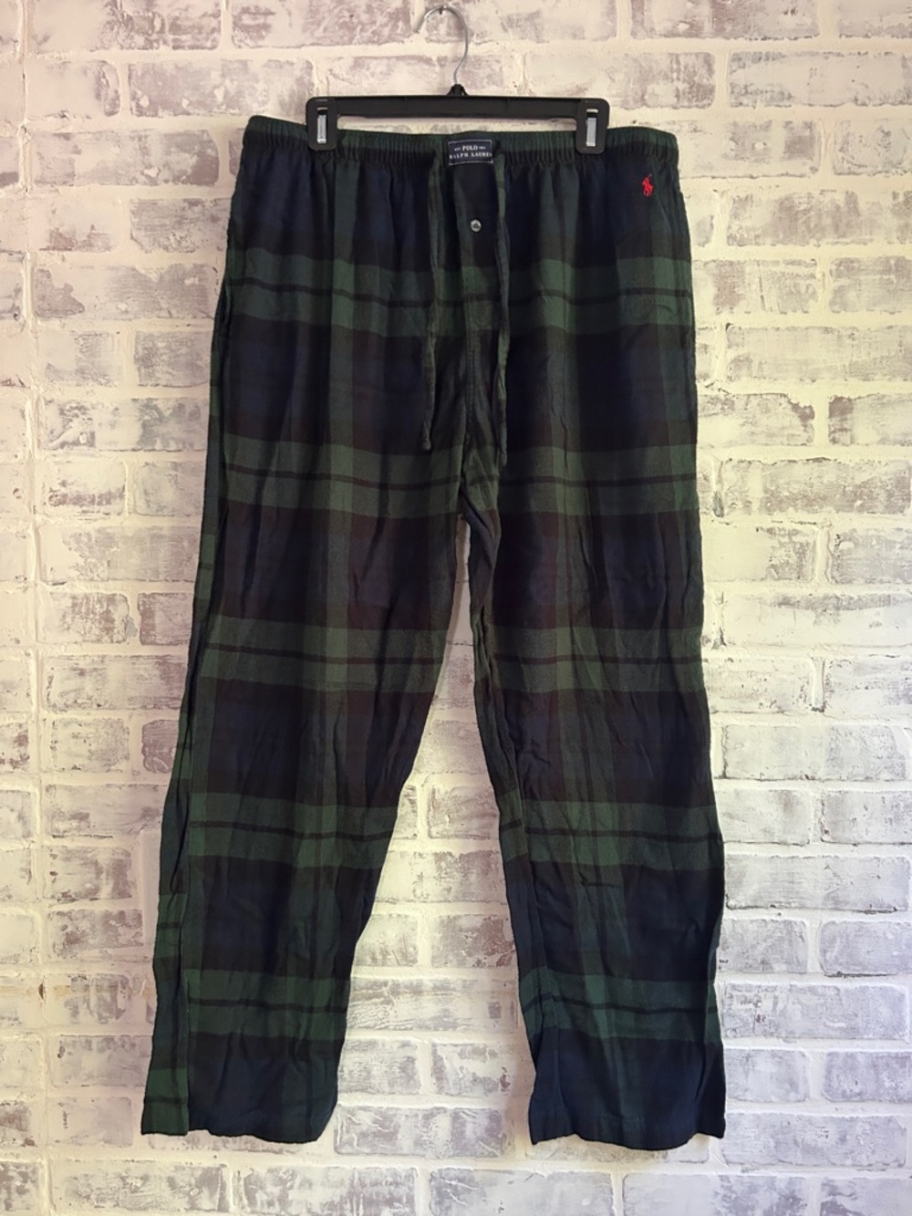 Polo Ralph Lauren Men’s XL Plaid Flannel Pajama Lounge Pants Green & Navy Preppy